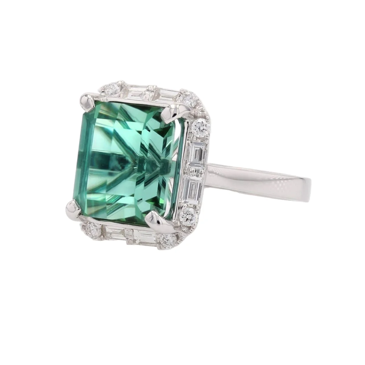 Bague Entourage en or blanc, tourmaline et diamants - Image 3