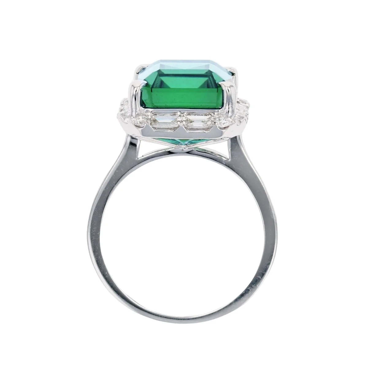Bague Entourage en or blanc, tourmaline et diamants - Image 5