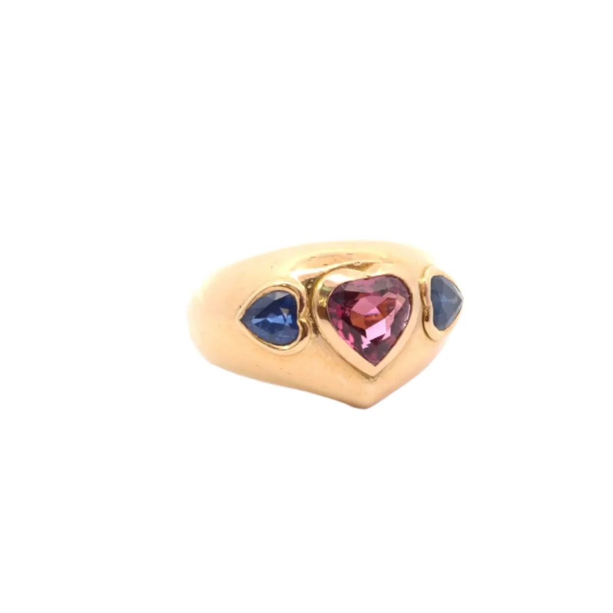 Bague Jonc en or jaune, tourmaline et saphirs - Image 3