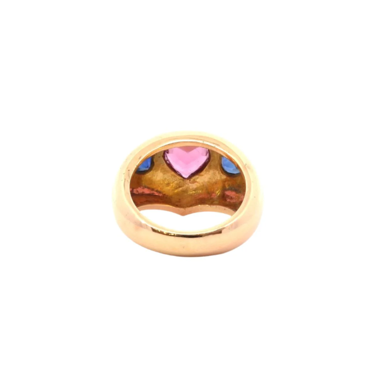 Bague Jonc en or jaune, tourmaline et saphirs - Image 4