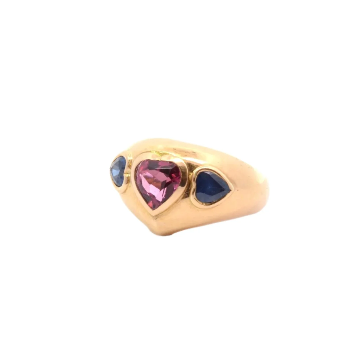 Bague Jonc en or jaune, tourmaline et saphirs - Image 5
