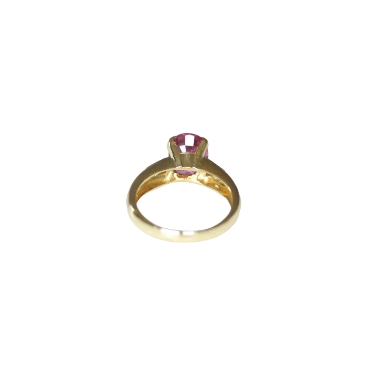 Bague Solitaire en or jaune, tourmaline rose et diamants - Image 4