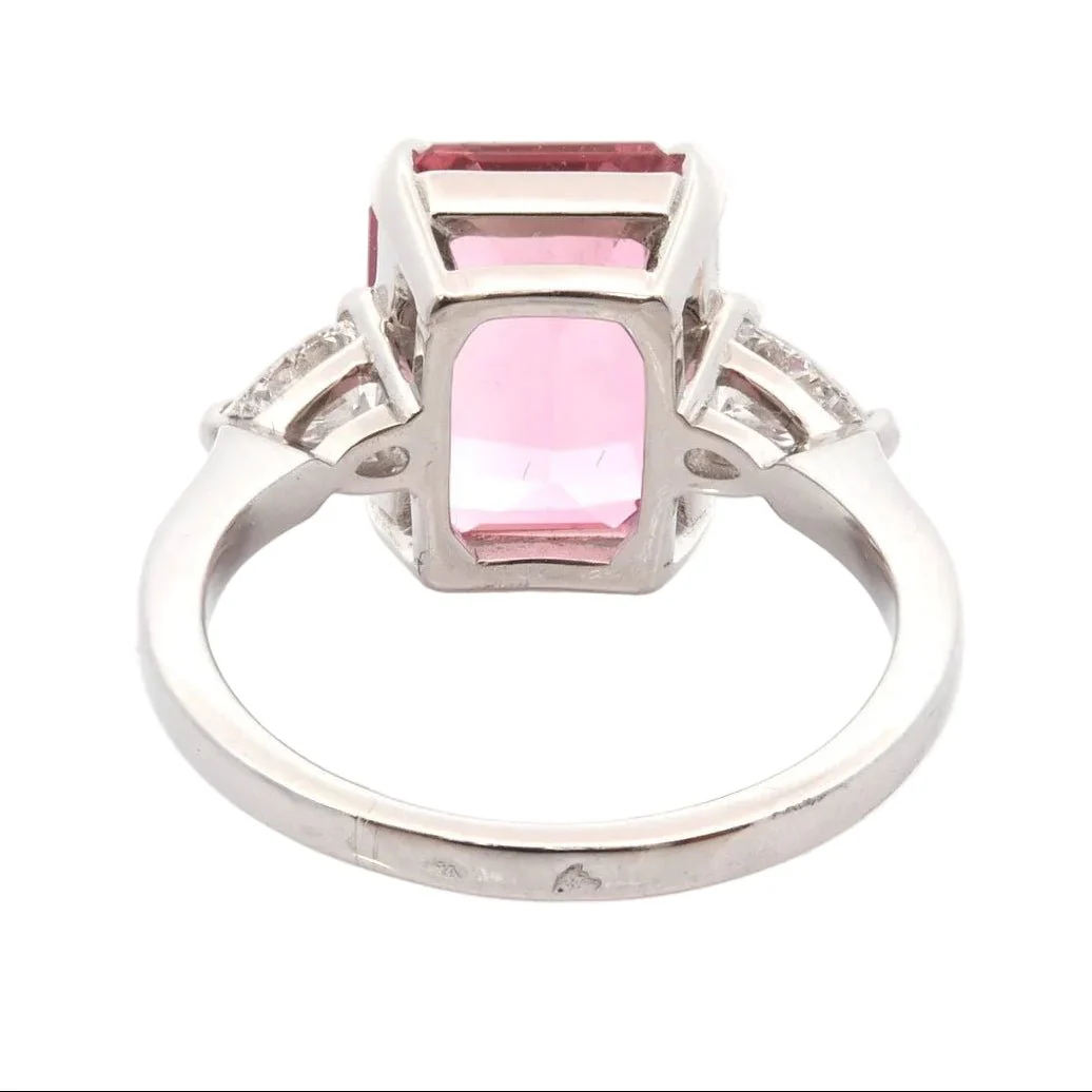 Bague Trilogie en platine, tourmaline et diamants - Image 3