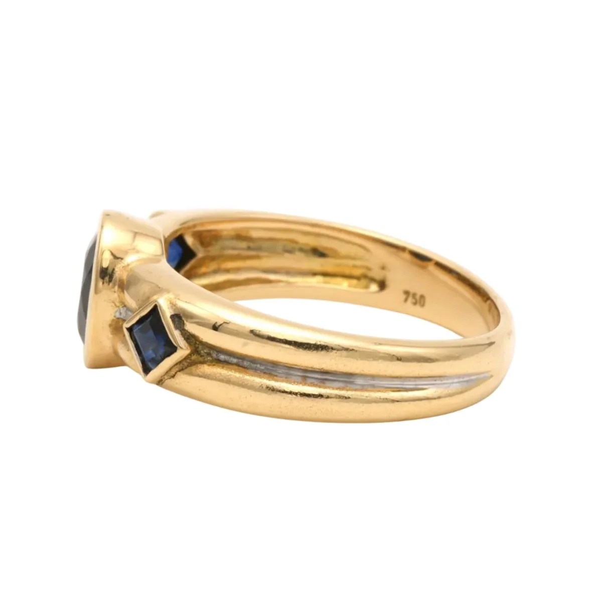 Bague Trilogie en or blanc, or jaune et saphirs - Image 3