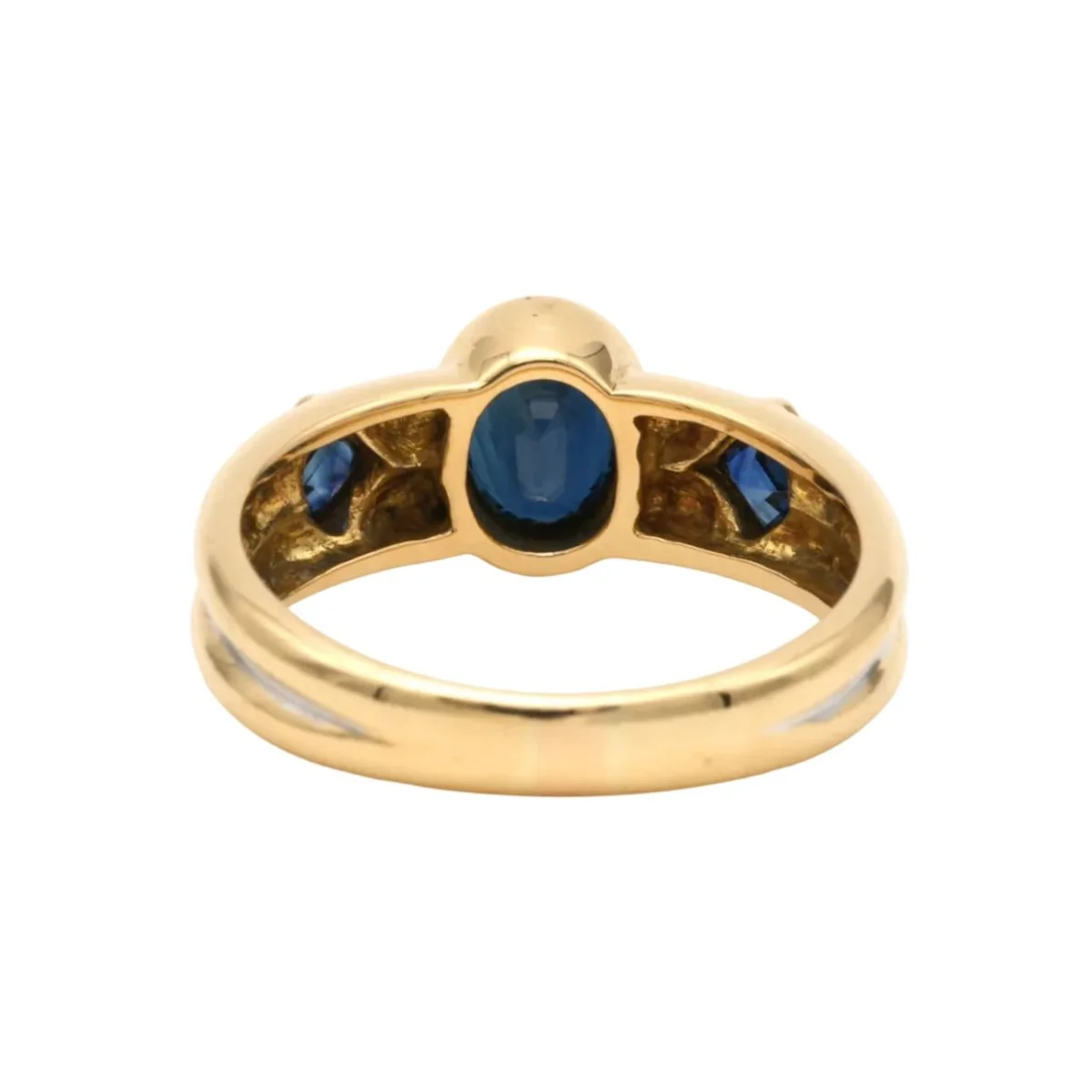 Bague Trilogie en or blanc, or jaune et saphirs - Image 4