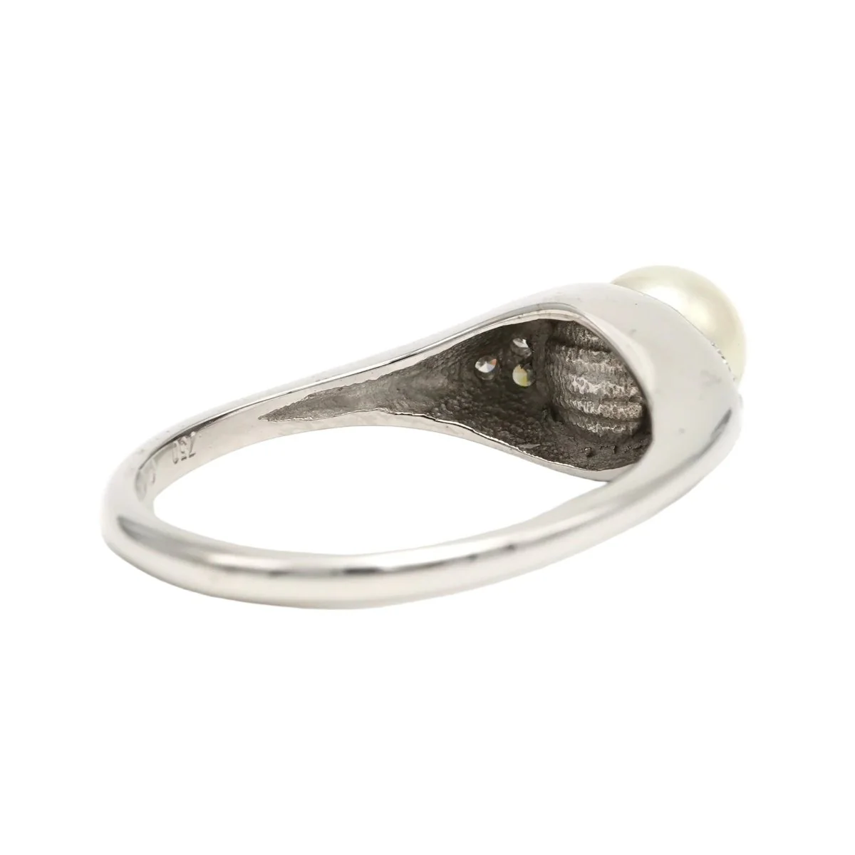 Bague Trilogie en or blanc, perle et diamants - Image 5