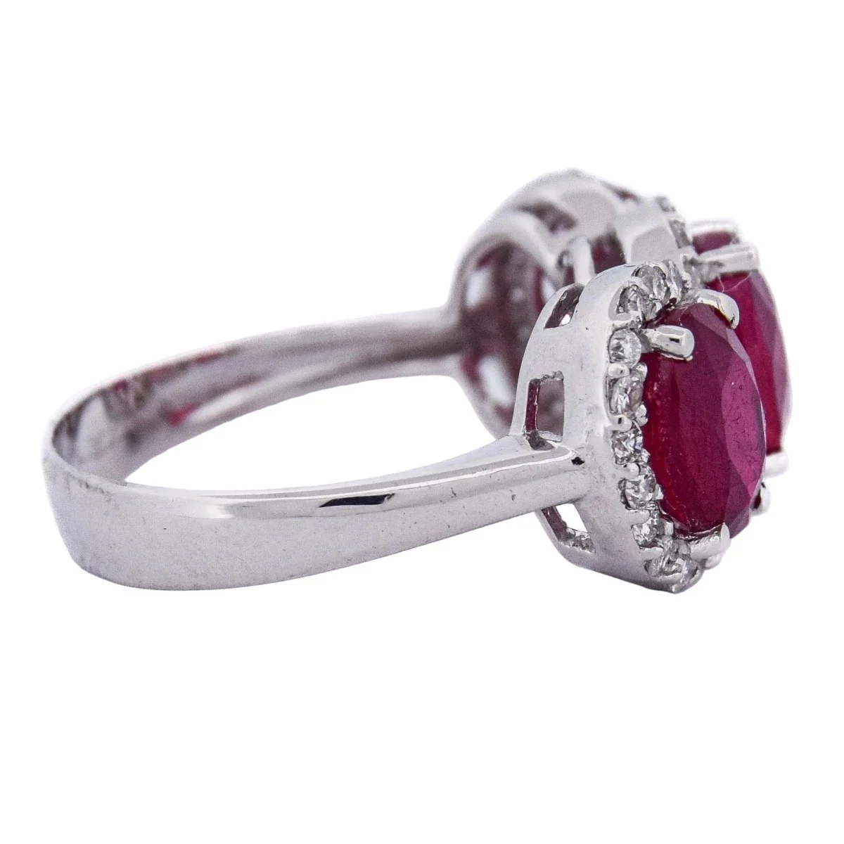 Bague Trilogie en or blanc, rubis et diamants - Image 6