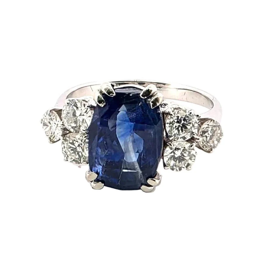 Bague Trilogie en or blanc, saphir et diamants