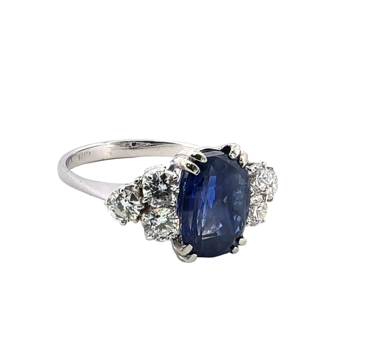 Bague Trilogie en or blanc, saphir et diamants - Image 6