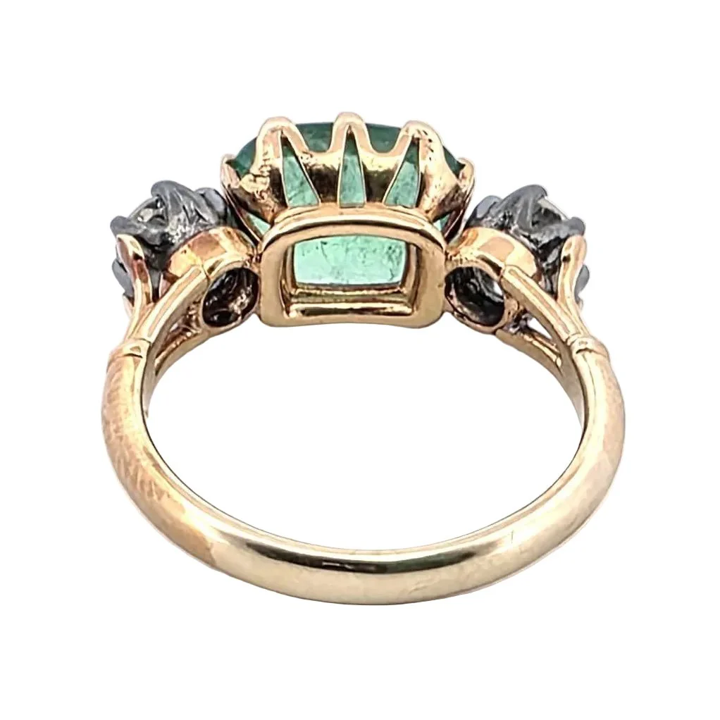 Bague Trilogie en or jaune, émeraude et diamants - Image 3