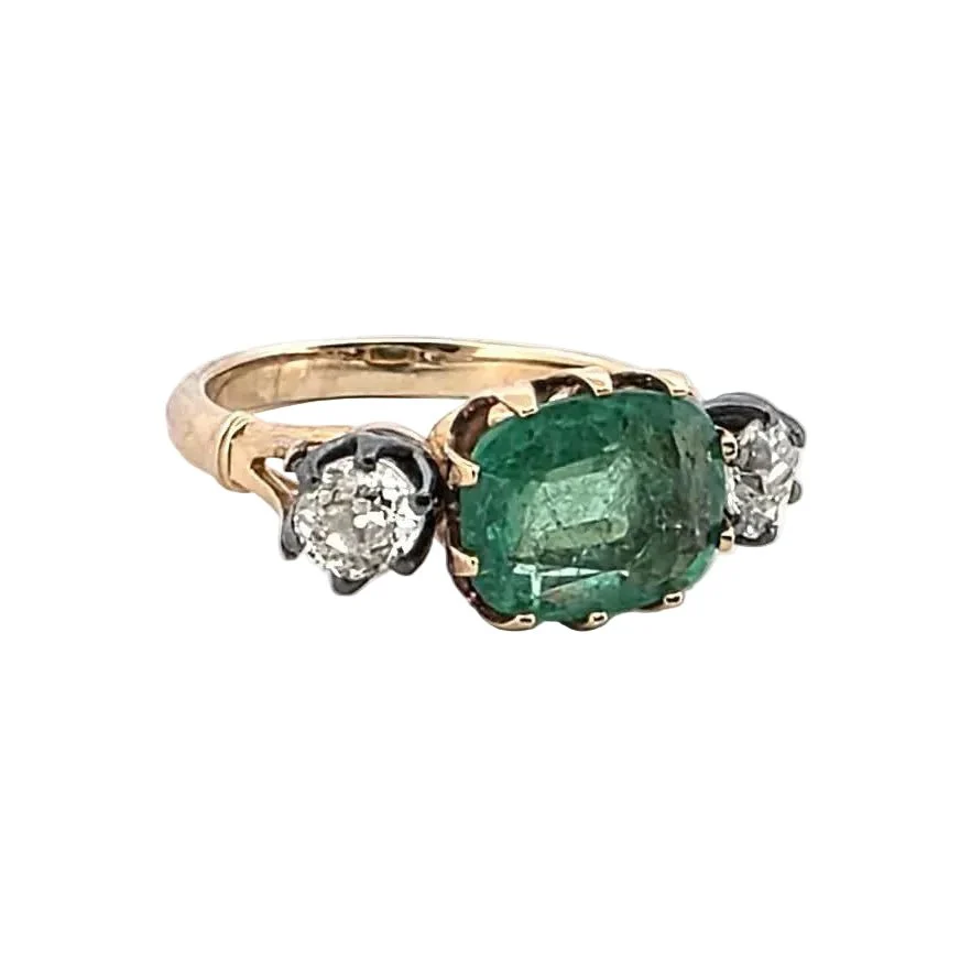 Bague Trilogie en or jaune, émeraude et diamants - Image 4