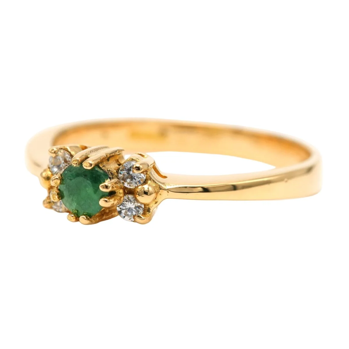 Bague Trilogie en or jaune, émeraude et diamants - Image 2