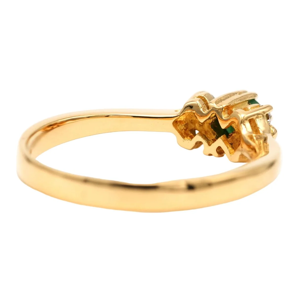 Bague Trilogie en or jaune, émeraude et diamants - Image 5