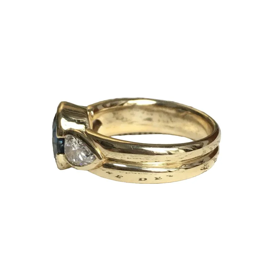 Bague Trilogie en or jaune, saphir et diamants - Image 15