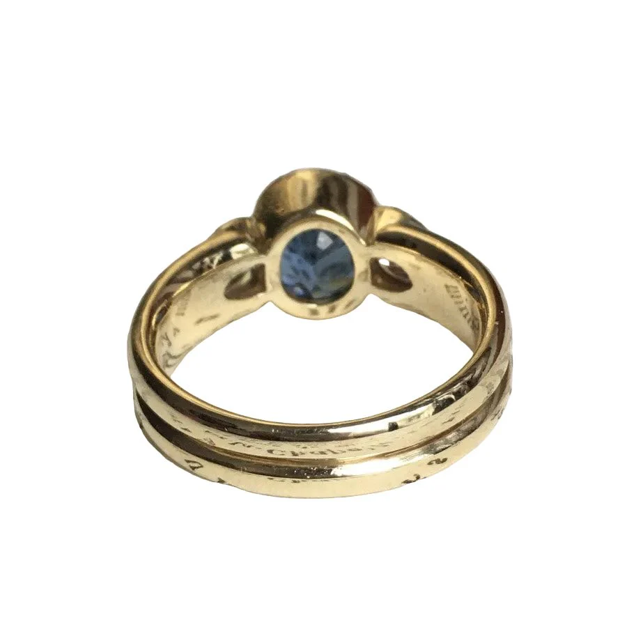Bague Trilogie en or jaune, saphir et diamants - Image 16