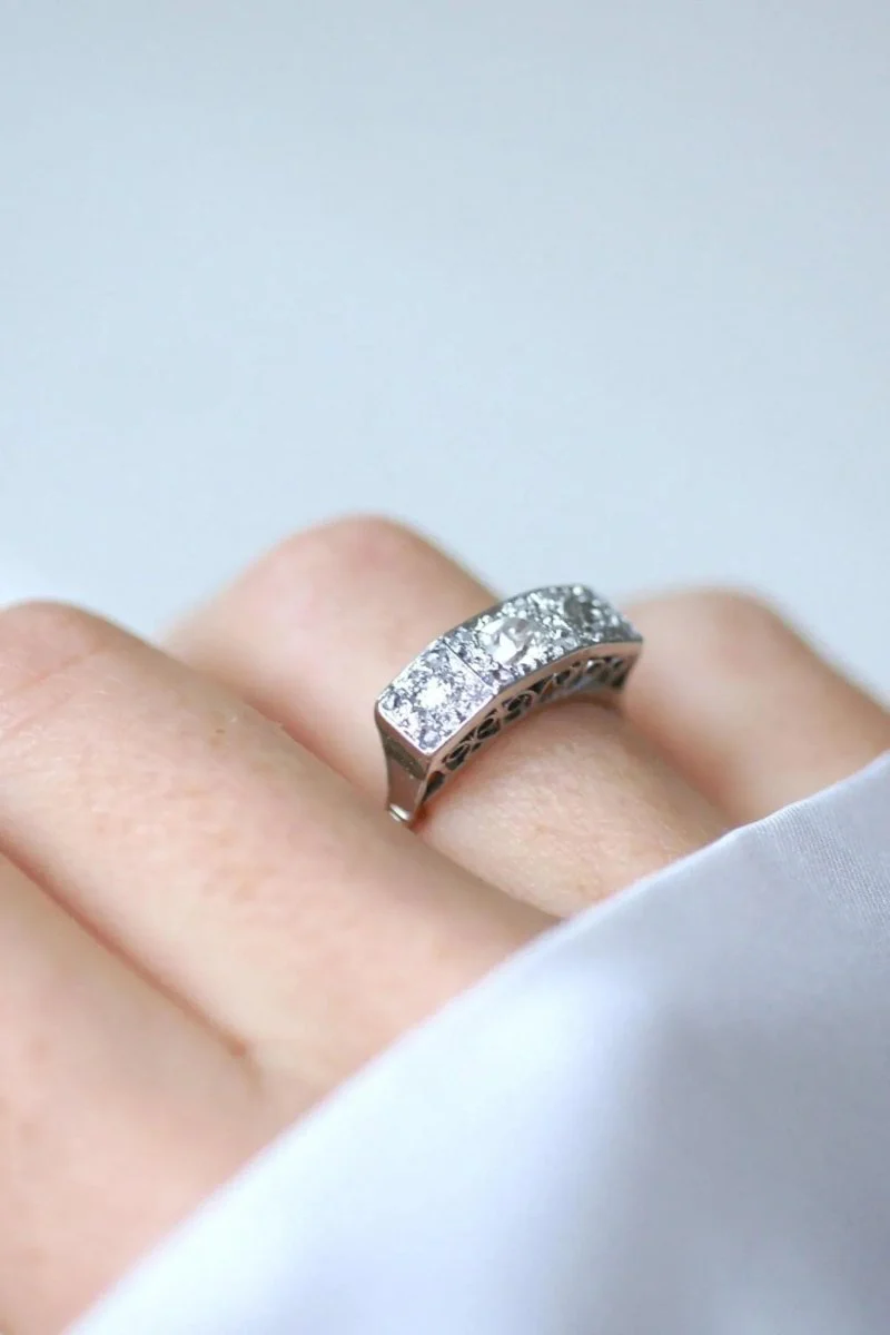 Bague Trilogie Diamants Art Déco