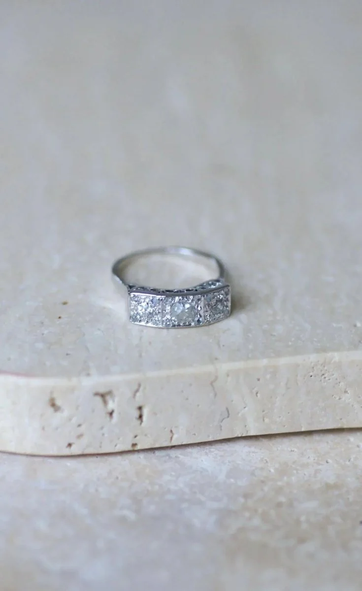 Bague Trilogie Diamants Art Déco - Image 7