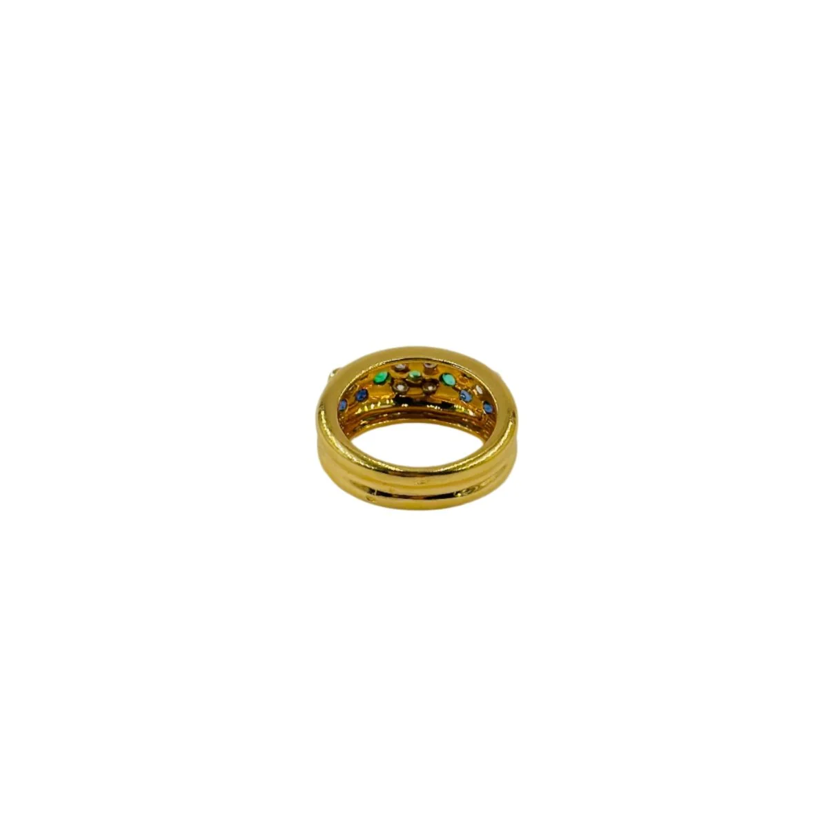 Bague "Trois fleurs" en or jaune, saphir et diamants - Image 3