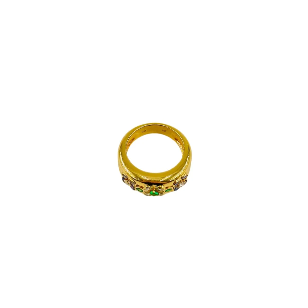 Bague "Trois fleurs" en or jaune, saphir et diamants - Image 4