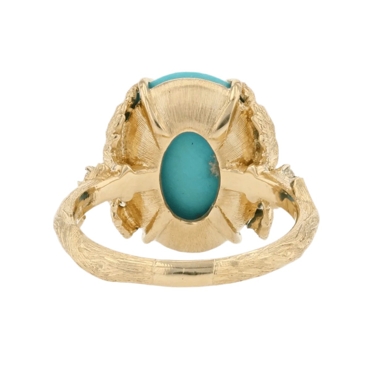 Bague Cocktail en or jaune, turquoise et diamants - Image 4