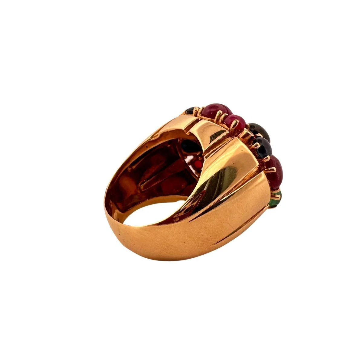Bague Cocktail Tutti Frutti en or jaune, rubis, émeraudes et saphirs - Image 2