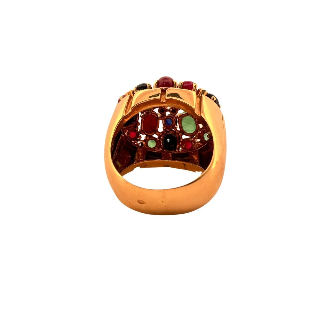 Bague Cocktail Tutti Frutti en or jaune, rubis, émeraudes et saphirs - Image 3
