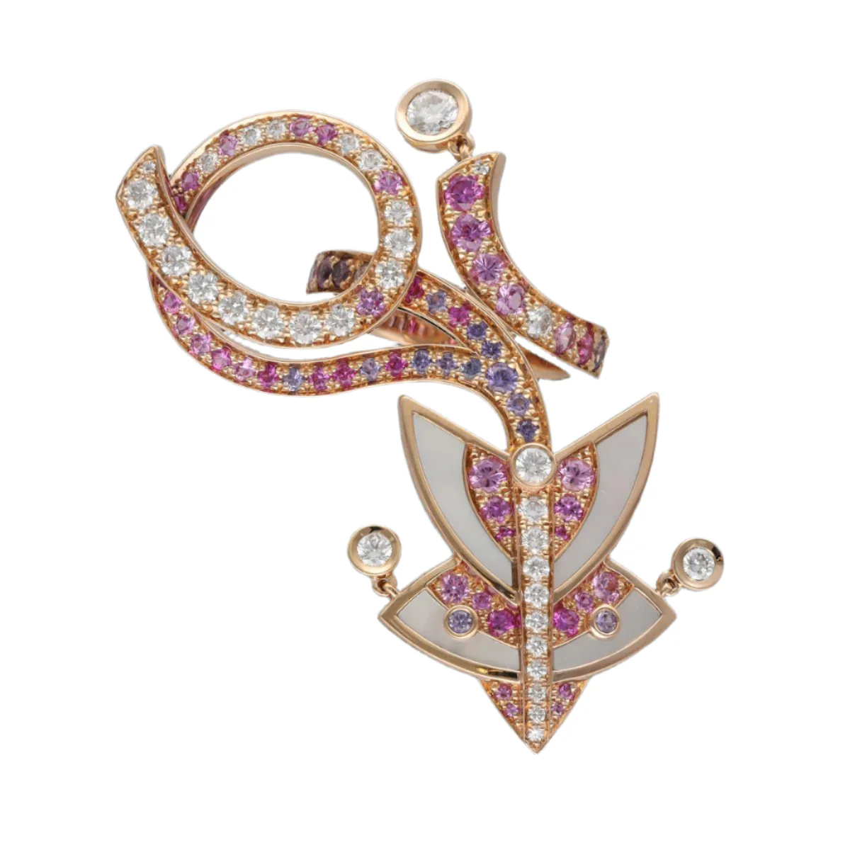 Bague VAN CLEEF & ARPELS "Cerf volant" en or rose, nacre, saphirs et diamants
