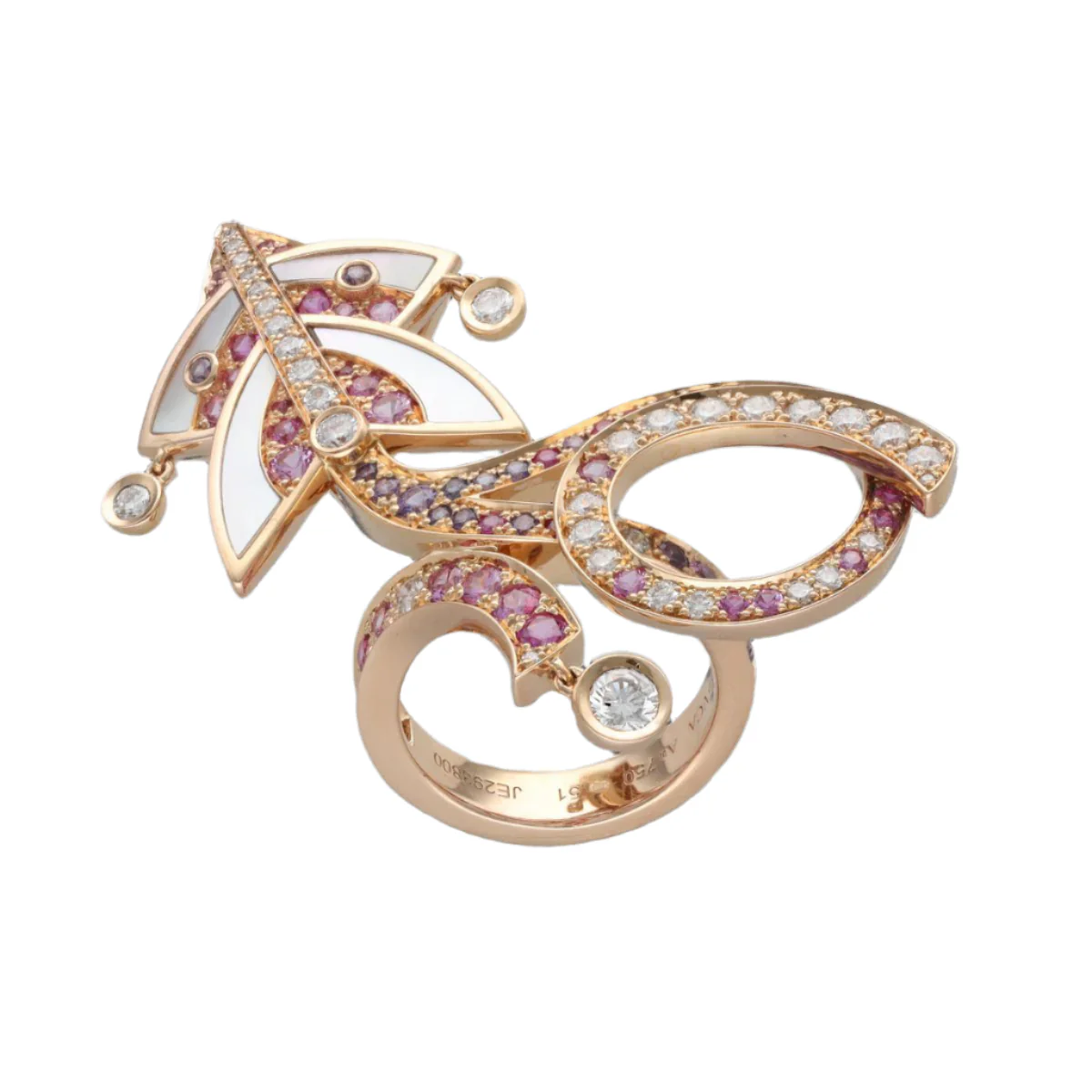 Bague VAN CLEEF & ARPELS "Cerf volant" en or rose, nacre, saphirs et diamants - Image 3