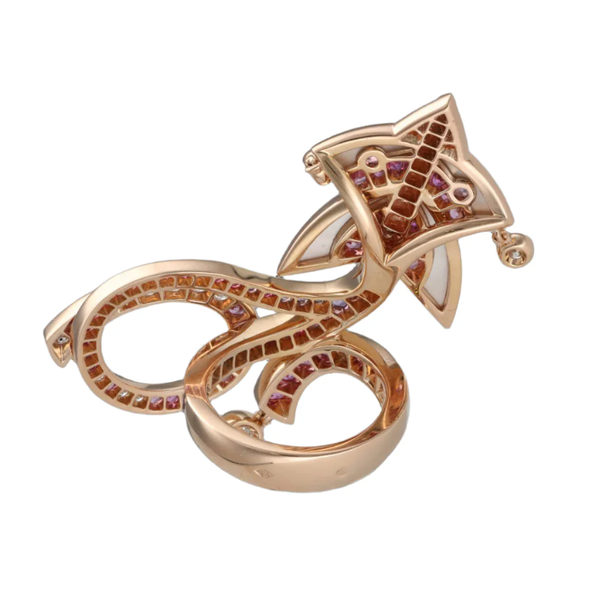 Bague VAN CLEEF & ARPELS "Cerf volant" en or rose, nacre, saphirs et diamants - Image 4