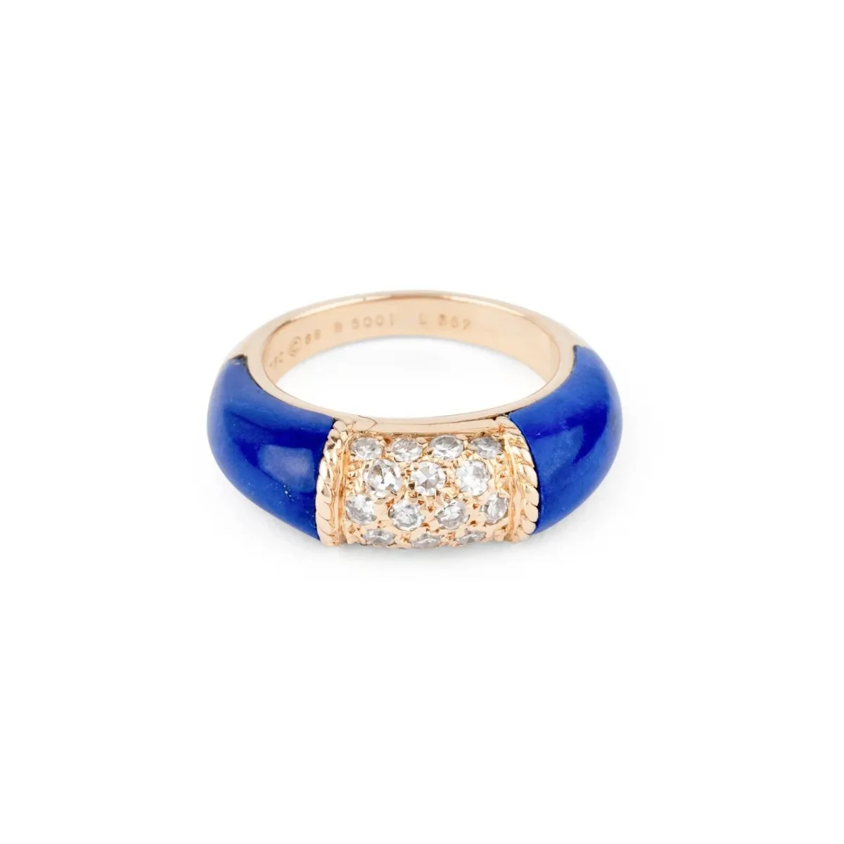 Bague Jonc VAN CLEEF & ARPELS "Philippine" en or jaune, lapis-lazuli et diamants