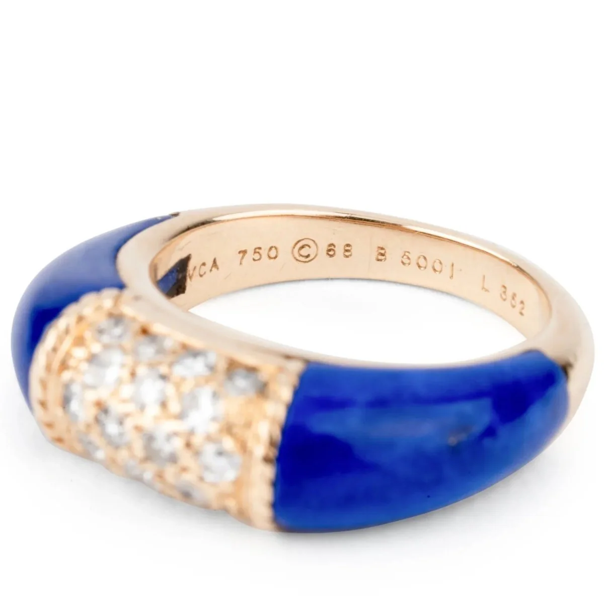 Bague Jonc VAN CLEEF & ARPELS "Philippine" en or jaune, lapis-lazuli et diamants - Image 3