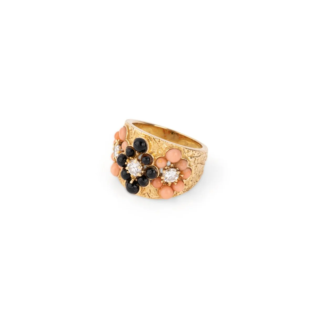 Bague Bandeau VAN CLEEF & ARPELS en or jaune, corail, onyx et diamants - Image 5