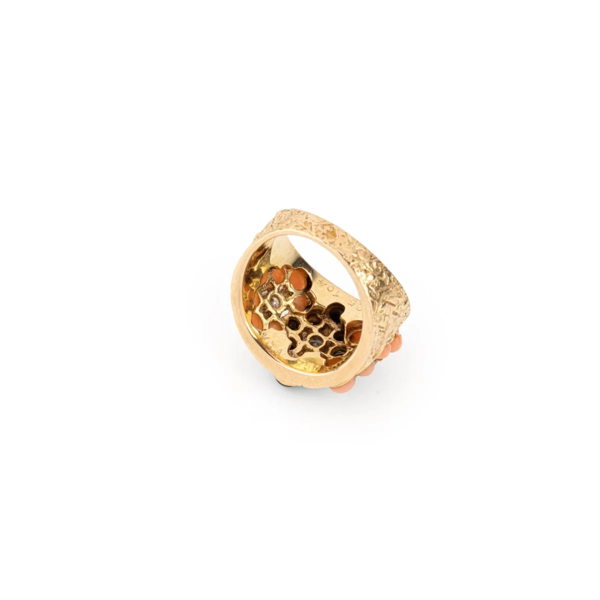 Bague Bandeau VAN CLEEF & ARPELS en or jaune, corail, onyx et diamants - Image 6