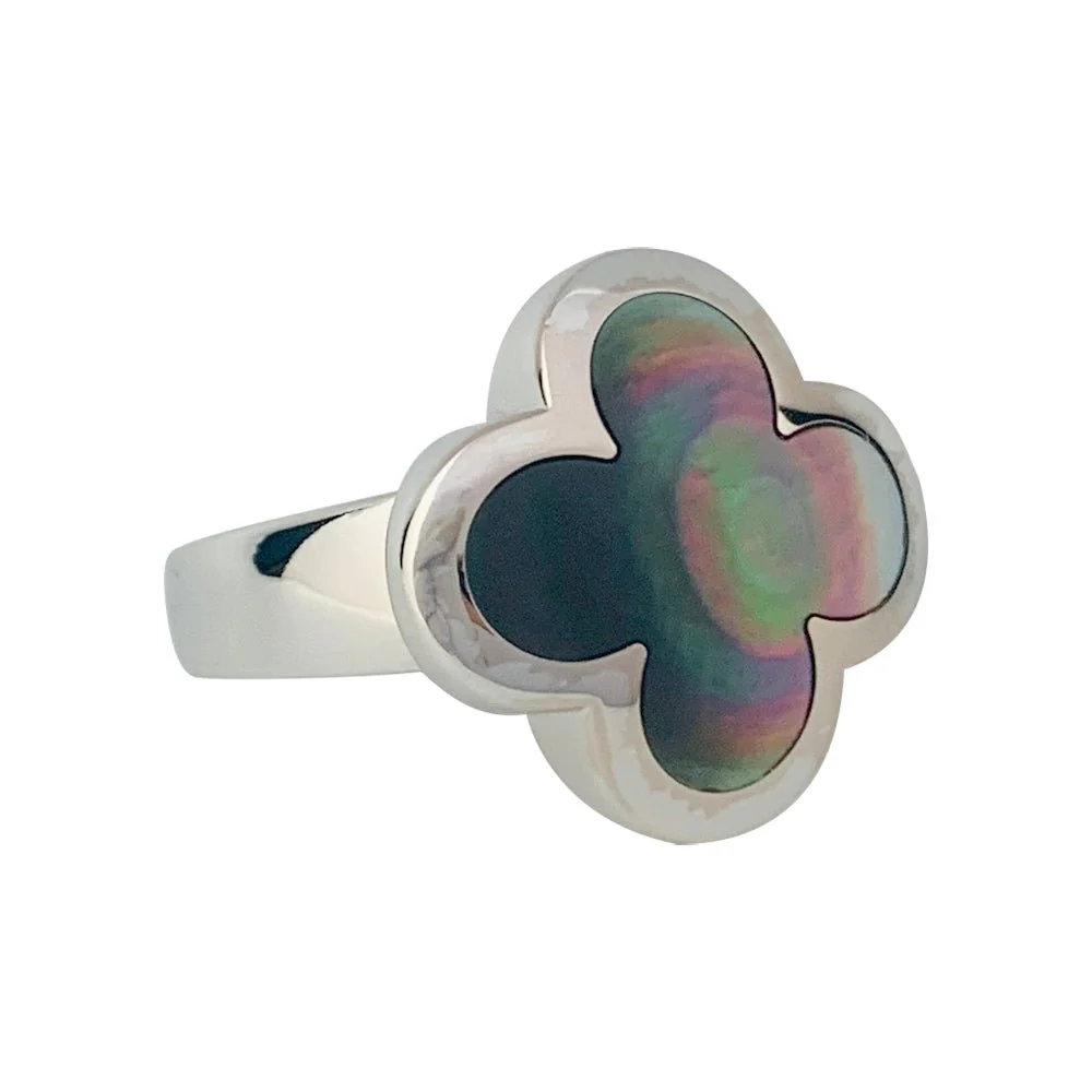 Bague VAN CLEEF & ARPELS modèle "Pure Alhambra" en or blanc, nacre grise - Image 5