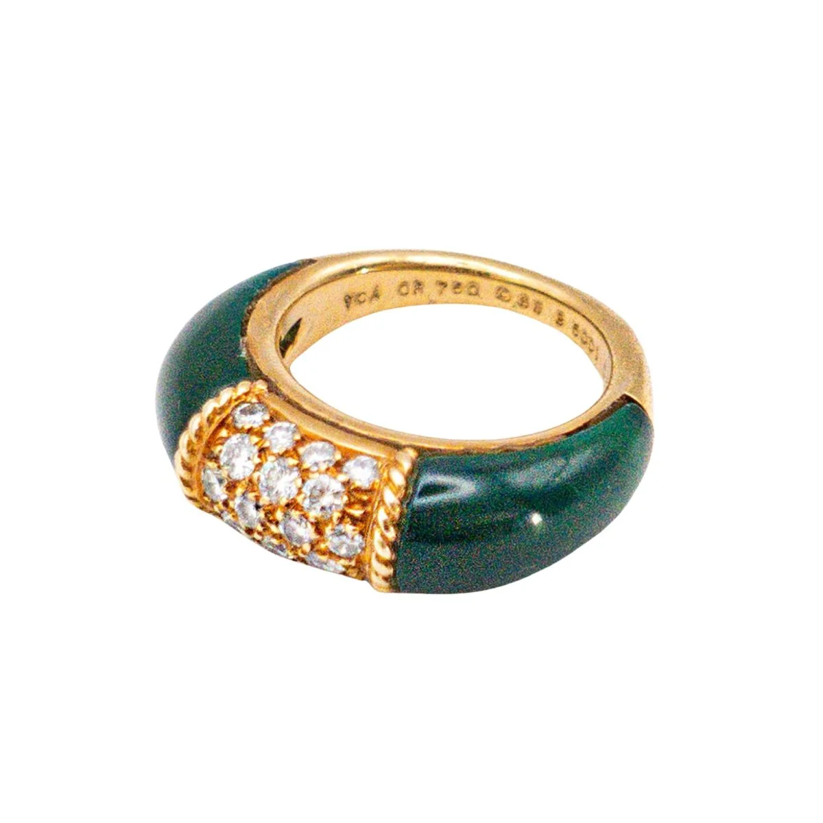 Bague Jonc VAN CLEEF & ARPELS "Philippine" en or jaune, chrysoprase et diamants