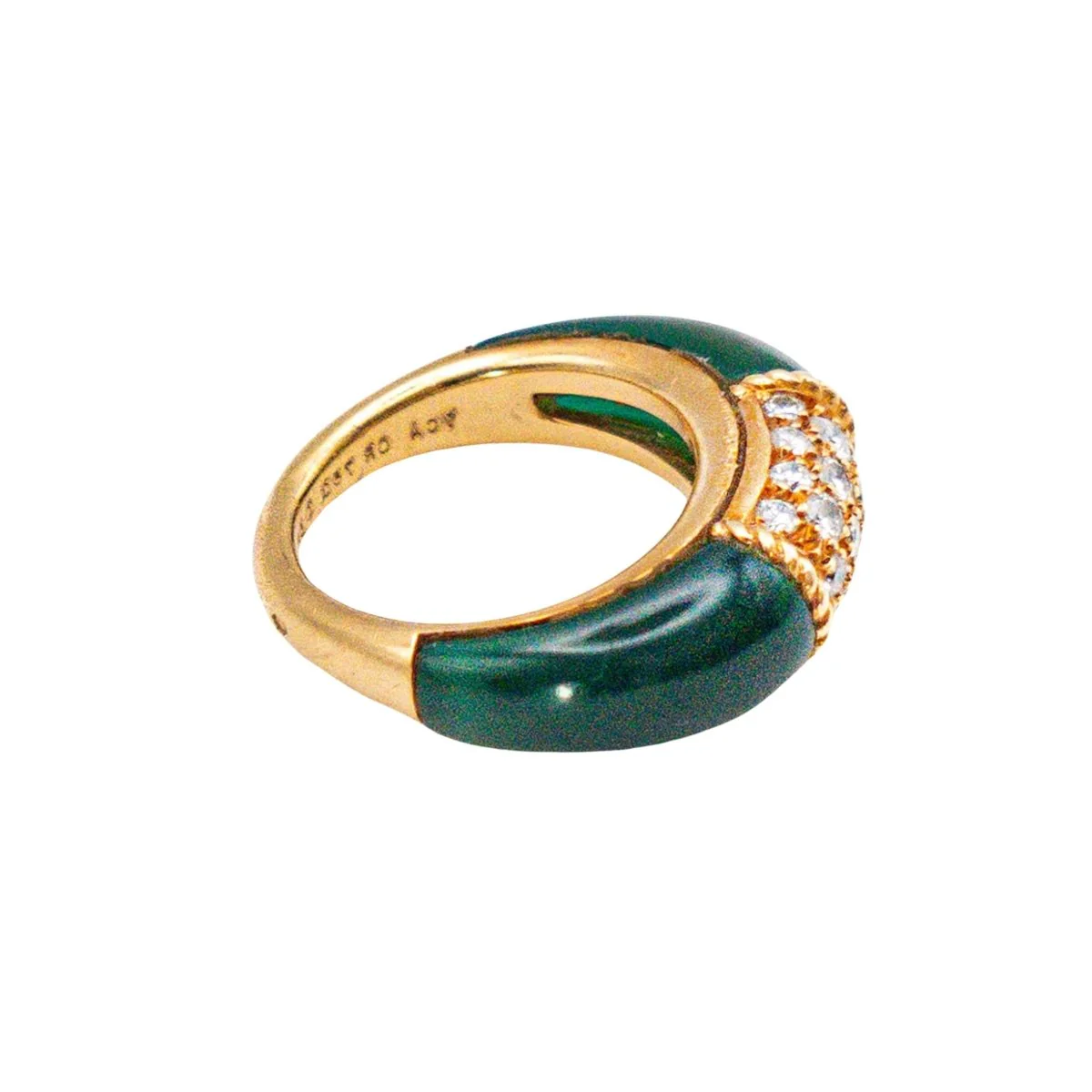 Bague Jonc VAN CLEEF & ARPELS "Philippine" en or jaune, chrysoprase et diamants - Image 3