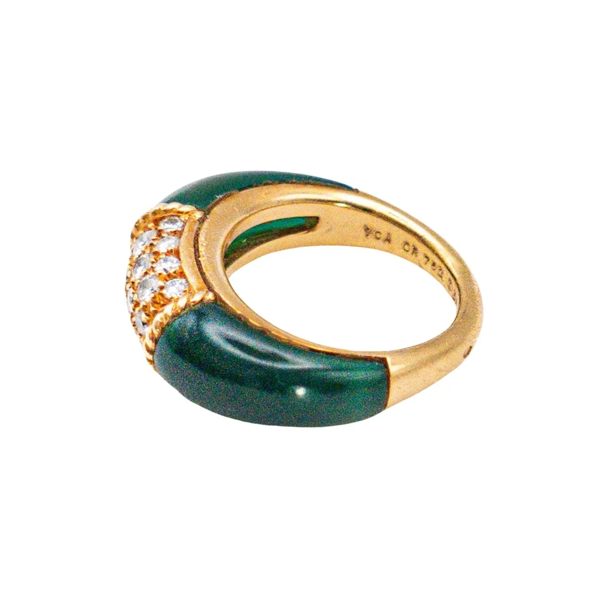 Bague Jonc VAN CLEEF & ARPELS "Philippine" en or jaune, chrysoprase et diamants - Image 4