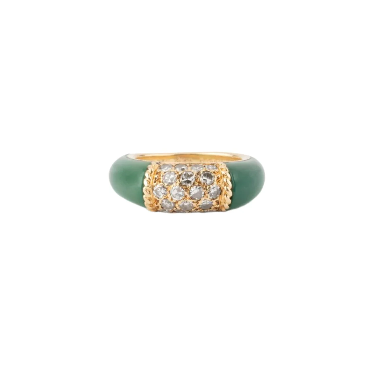 Bague Jonc VAN CLEEF & ARPELS "Philippine" en or jaune, jade verte et diamants