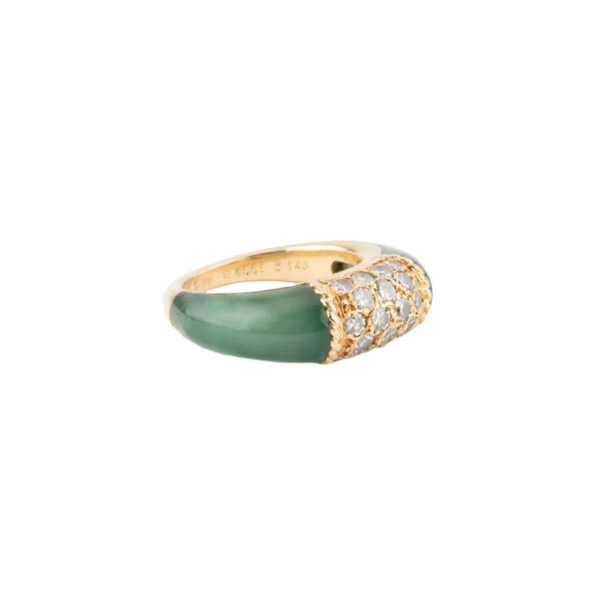 Bague Jonc VAN CLEEF & ARPELS "Philippine" en or jaune, jade verte et diamants - Image 3