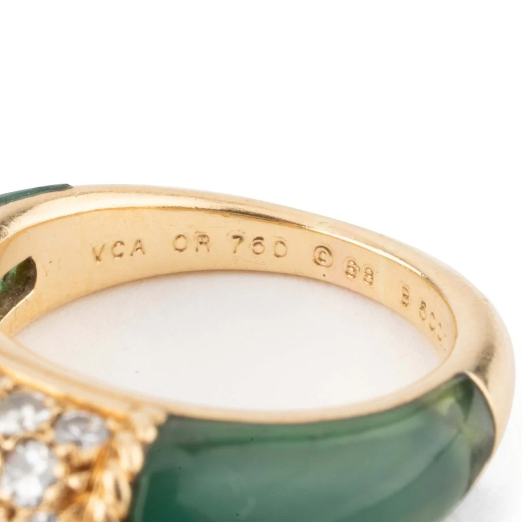 Bague Jonc VAN CLEEF & ARPELS "Philippine" en or jaune, jade verte et diamants - Image 6