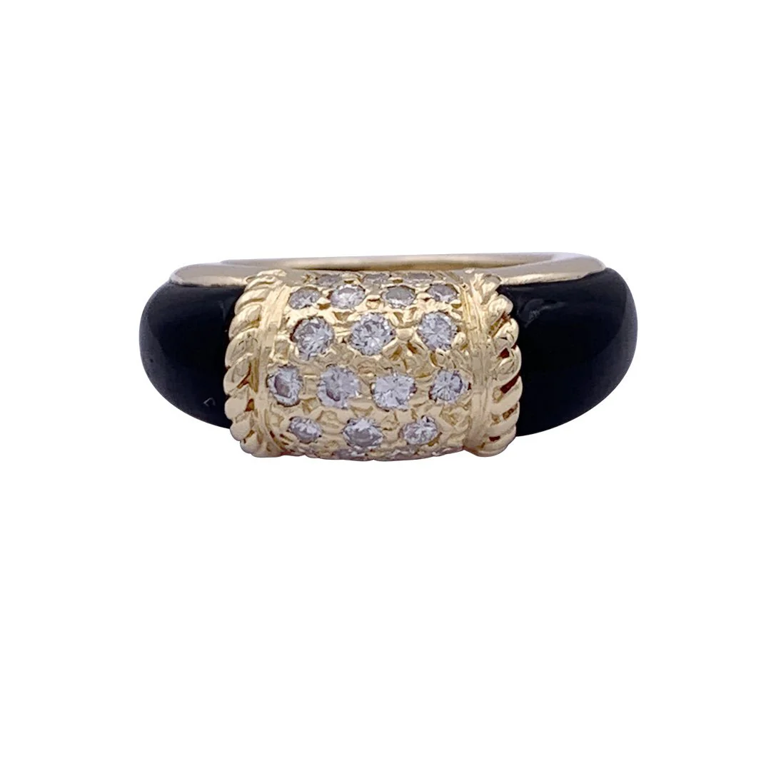Bague VAN CLEEF & ARPELS "Philippine" en or jaune, onyx et diamants