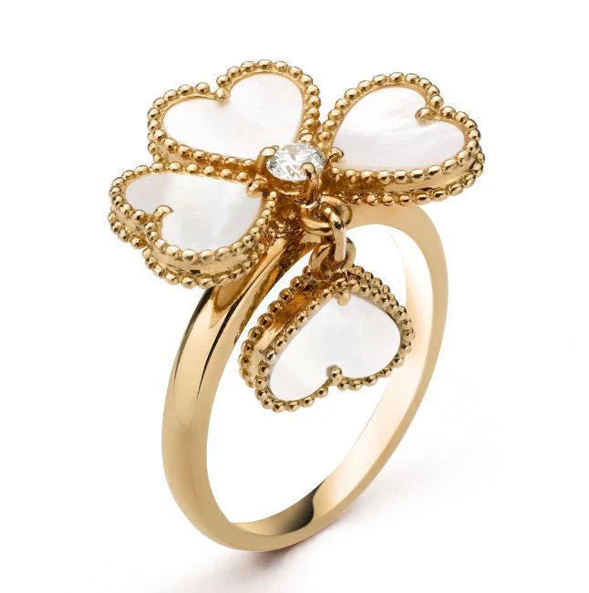 Bague VAN CLEEF & ARPELS "Sweet Hearts" en or jaune, nacres et diamant - Image 6