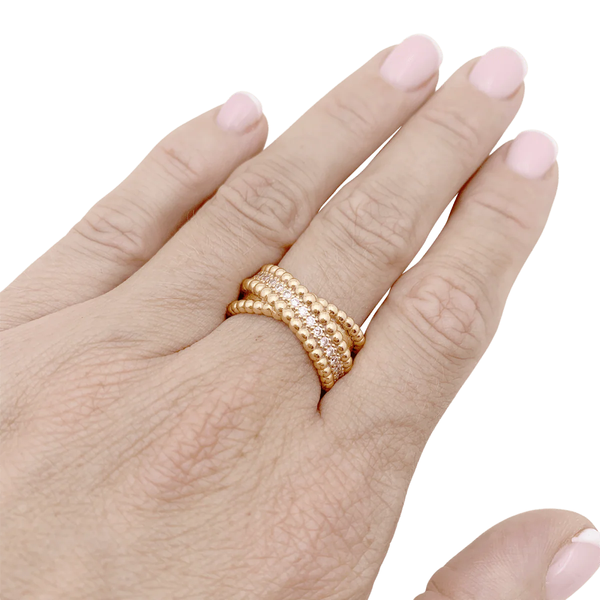Bague VAN CLEEF ET ARPELS,"Duo Perlée" en or rose et diamants - Image 2