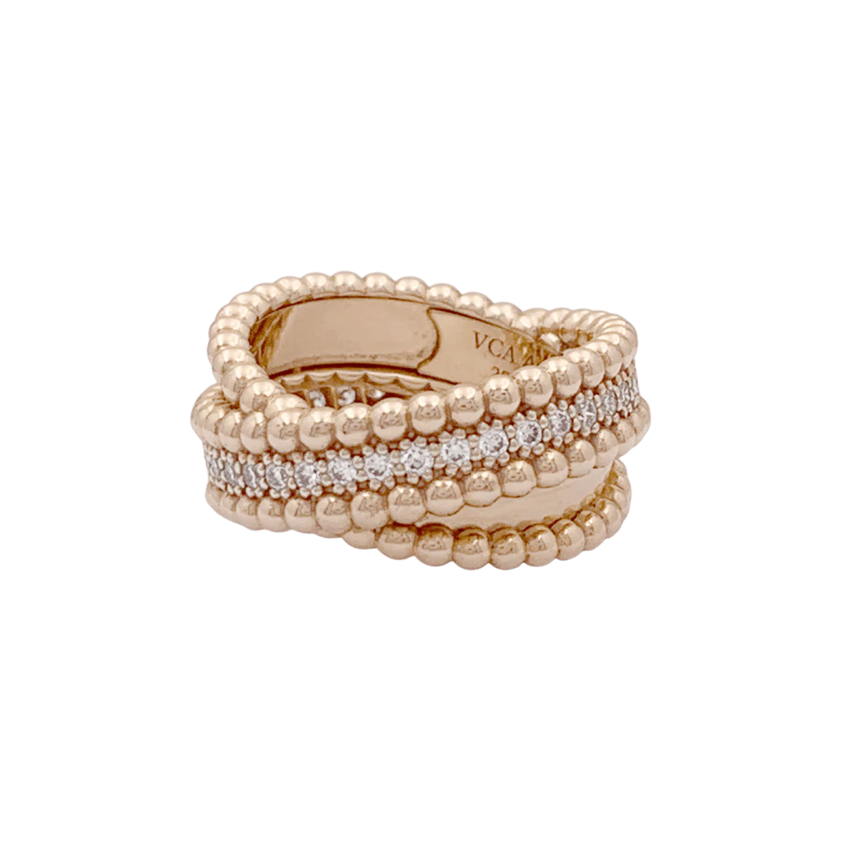 Bague VAN CLEEF ET ARPELS,"Duo Perlée" en or rose et diamants - Image 3