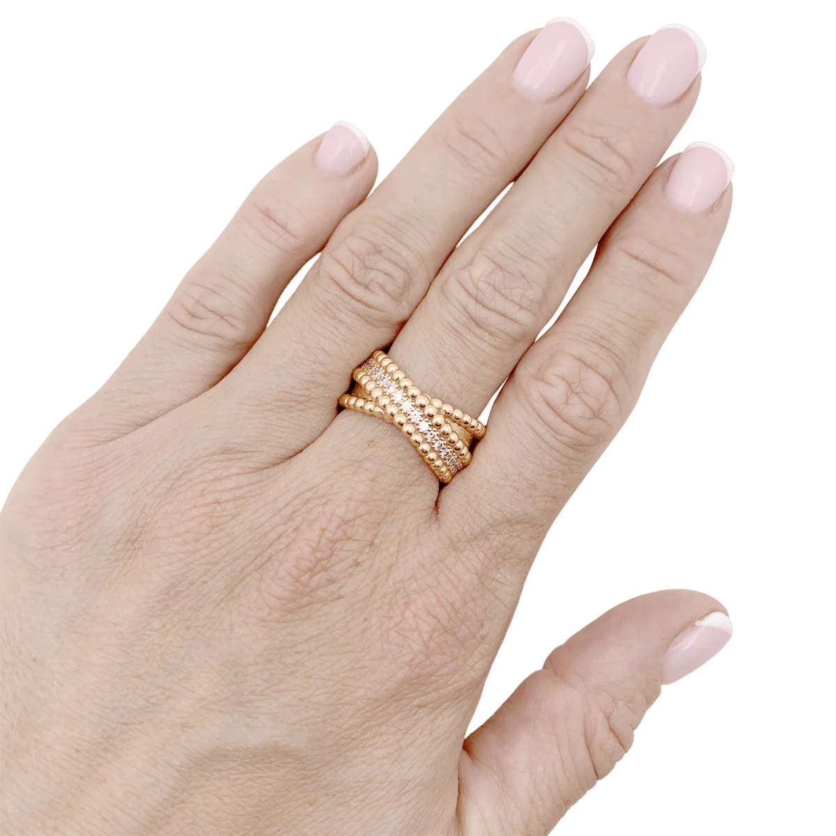 Bague VAN CLEEF ET ARPELS,"Duo Perlée" en or rose et diamants - Image 7