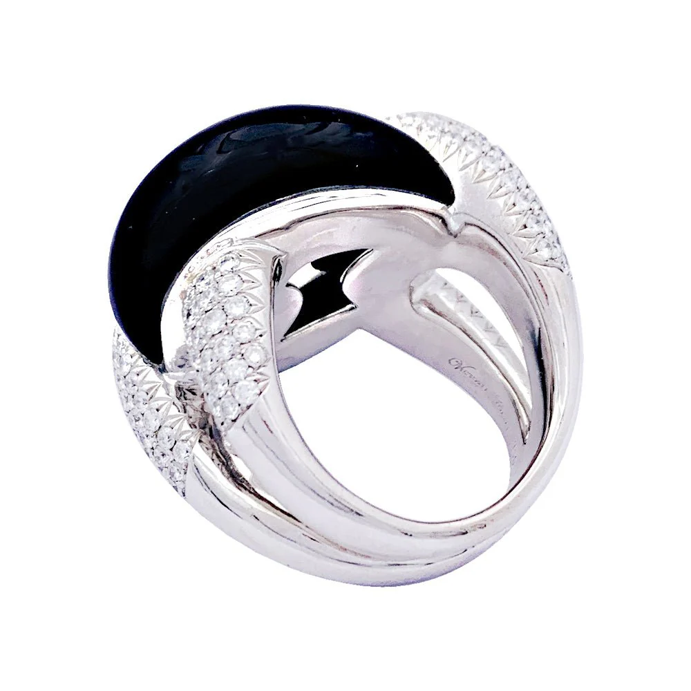 Bague VICTORIA CASAL or blanc, onyx et diamants. - Image 4