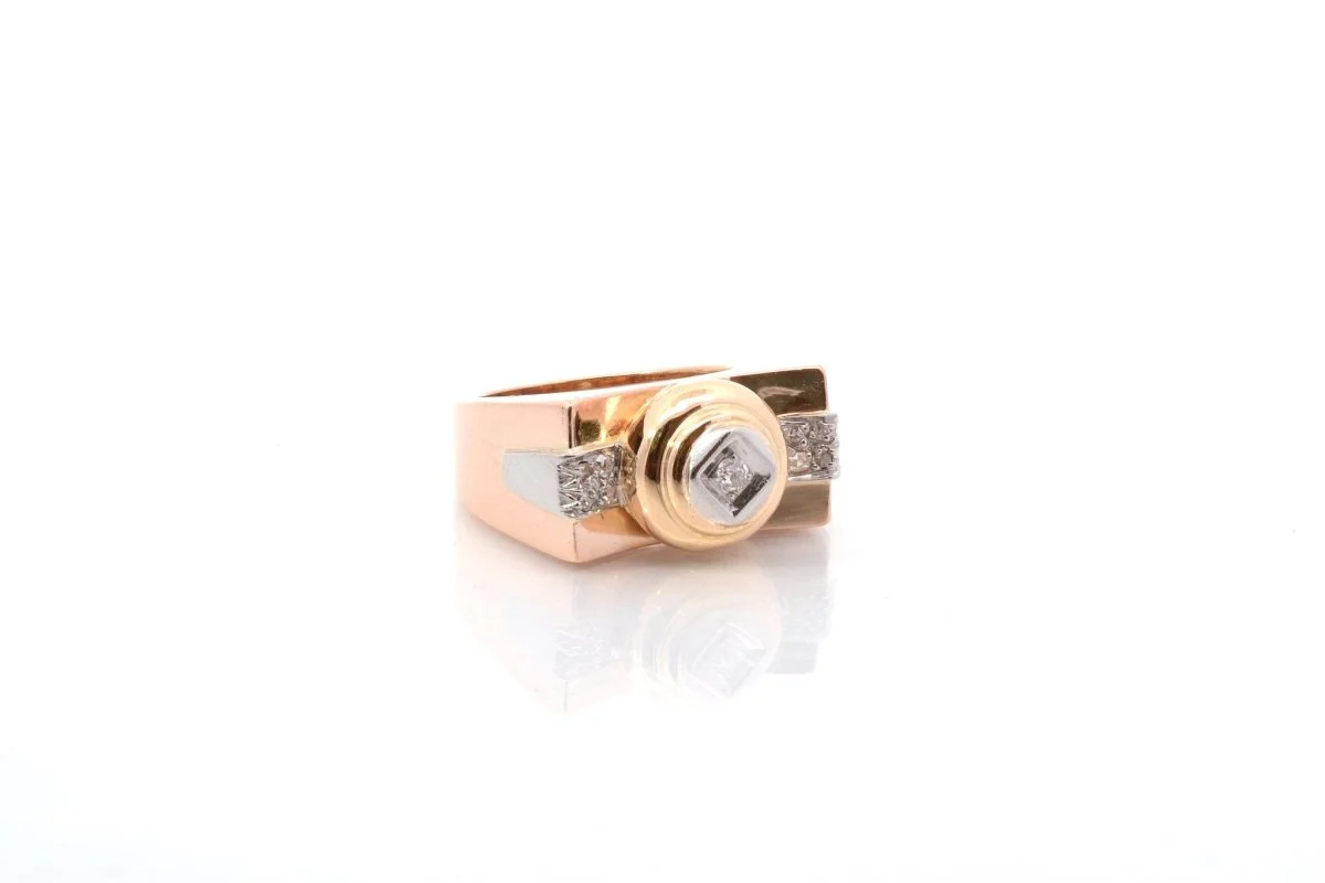 Bague en or jaune et diamants - Image 2