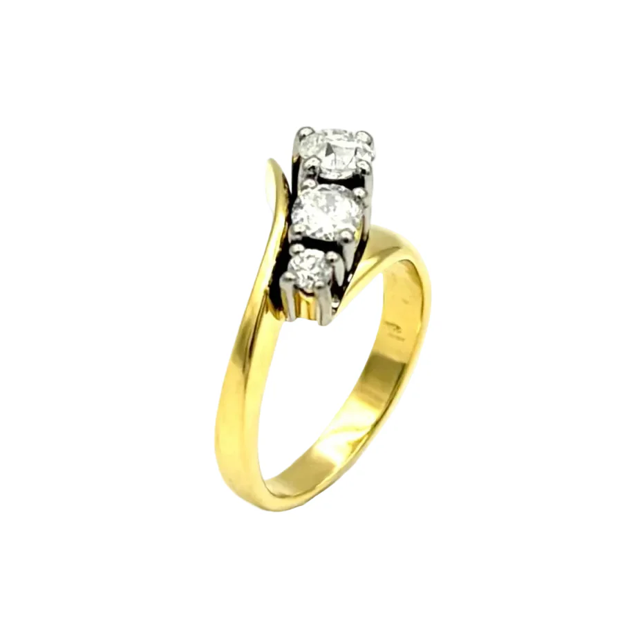 Bague Trilogie en or blanc, or jaune et diamants - Image 2