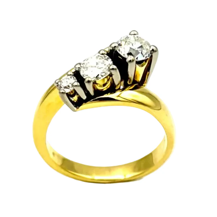 Bague Trilogie en or blanc, or jaune et diamants - Image 5