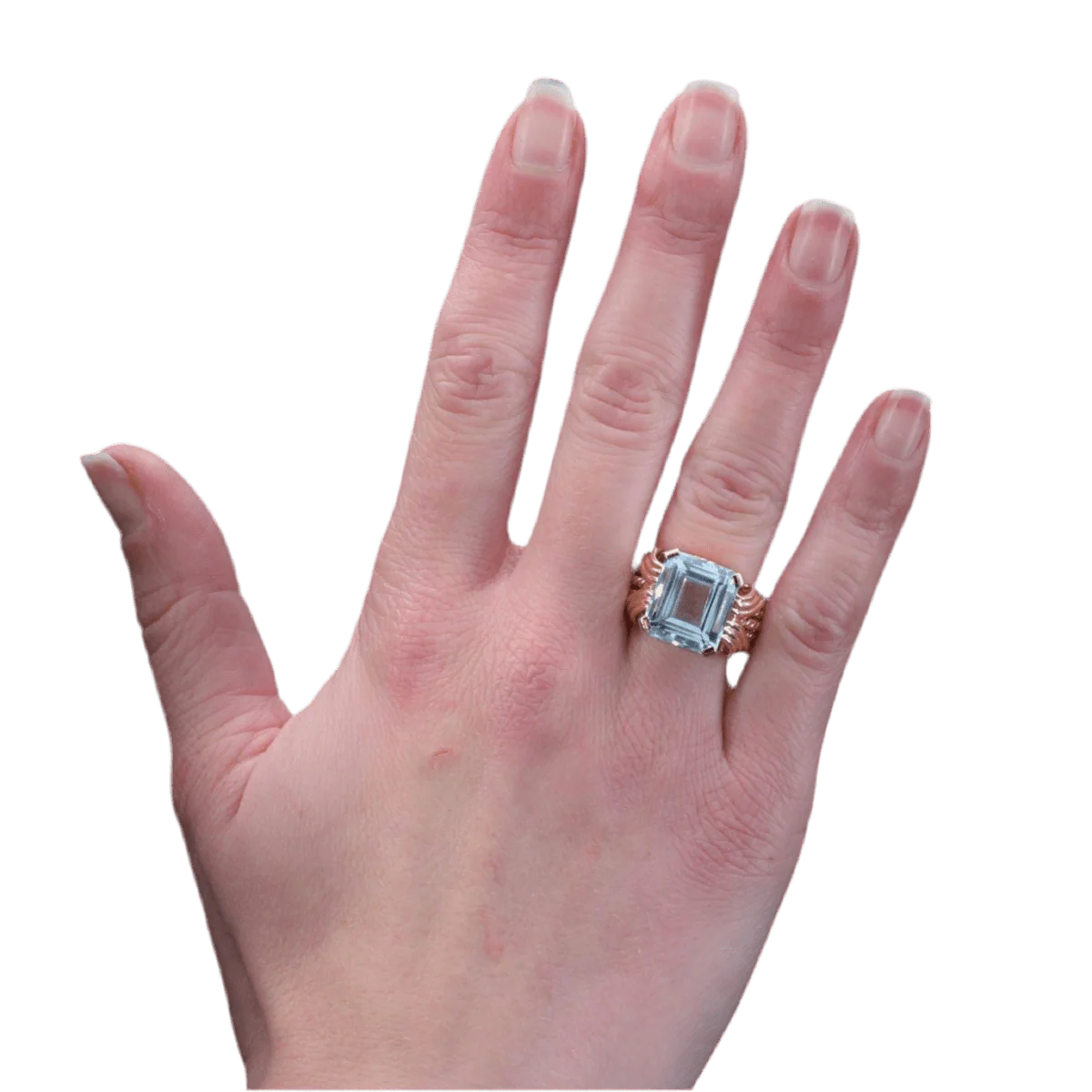 Bague Cocktail en or rose et aigue-marine - Image 2